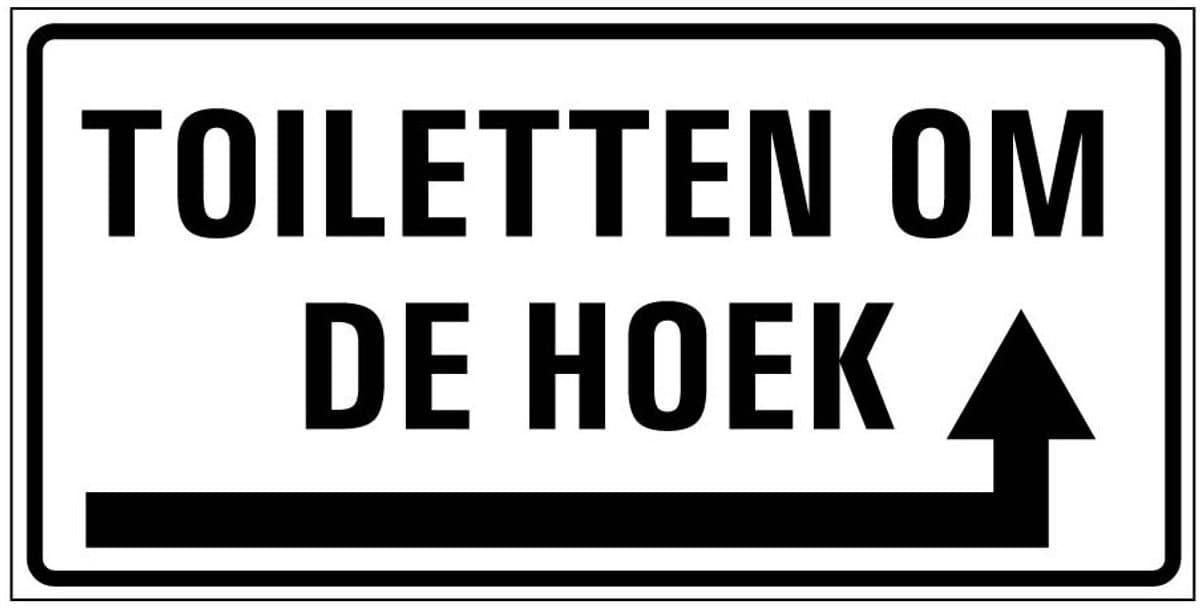Toiletten om de hoek sticker rechts 300 x 150 mm