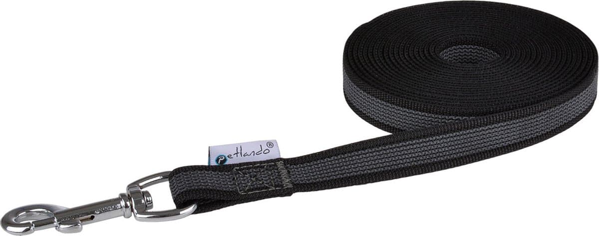 Petlando Sleeplijn Anti-Slip Zwart - Hondenriem - 500x2 cm