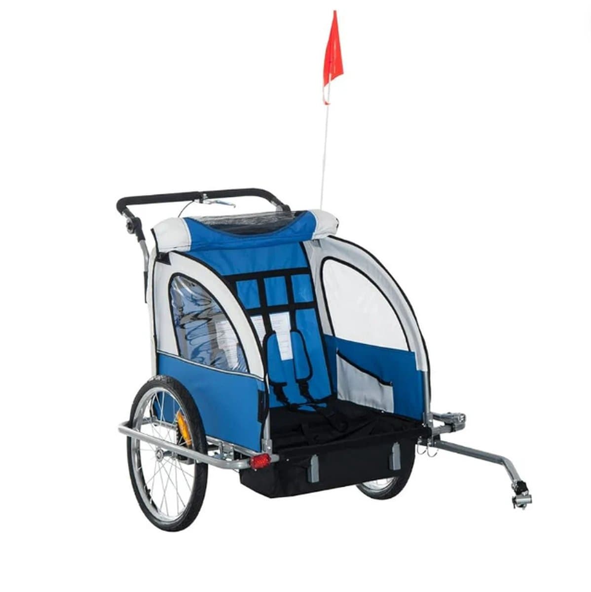 Fietskar Voor Kinderen - Inklapbare Kinderfietskar Regenwerend Met 5-Punts Gordel - Fietskar Bagage 155 x 88 x 108 cm - Blauw