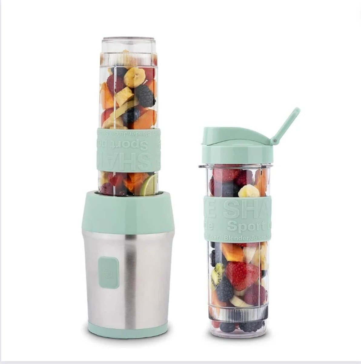 Milkshake Machine - Cocktailshaker Met 2 Smoothie Beker 2x570 ml - Draagbare Smoothie Maker Met Deksel To Go - Groen
