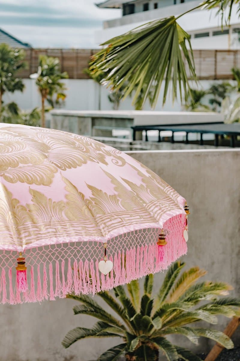 Bali parasol - pink goud - 250 cm vol gouden beschildering