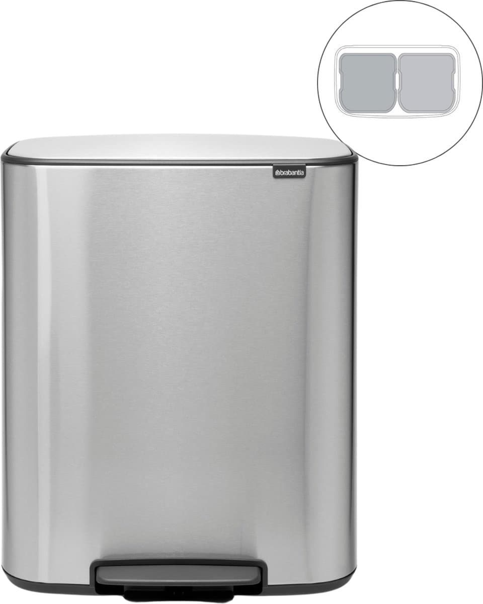 Brabantia Bo Pedal Bin 2 x 30 Liter Rvs Fingerprint Proof