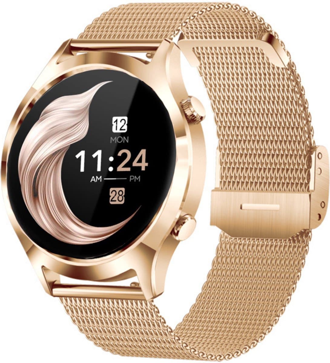 FOXLY® Smartwatch Ladies Pro Rosé Goud HD - Smartwatch Dames & Heren - Stappenteller horloge - Saturatiemeter - iOS en Android
