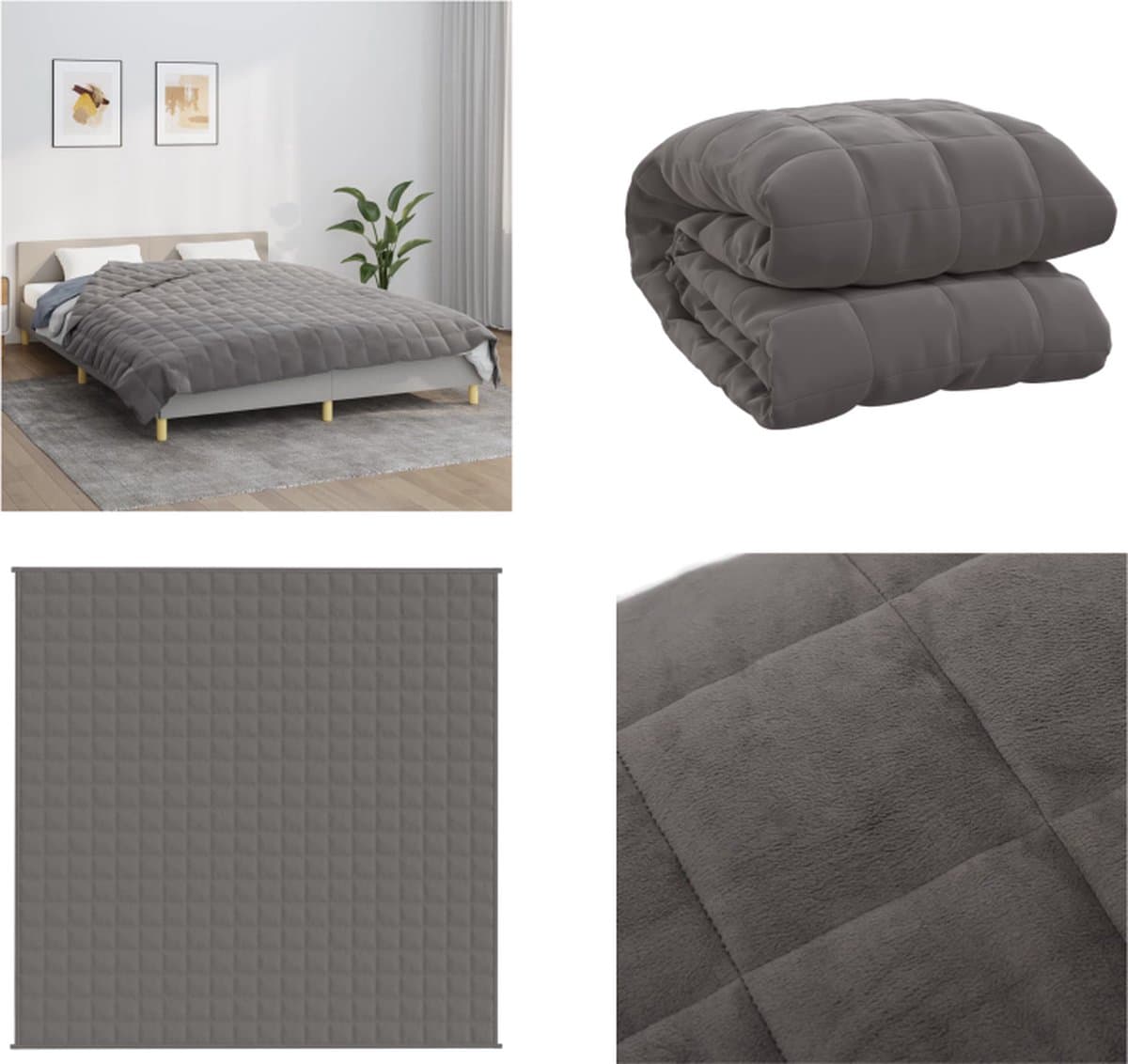 VidaXL zware deken - 200 x 200 cm, grijs, 13 kg