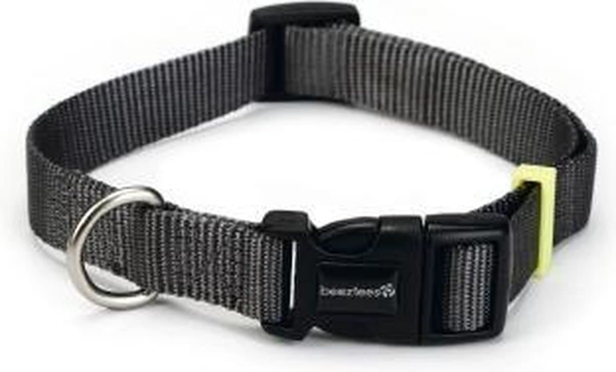 Beeztees nylon halsband uni donkergrijs 35-50 cm x 20 mm