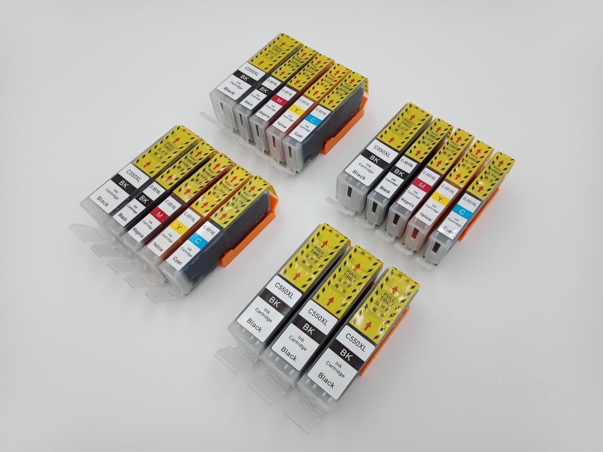 KATRIZ® huismerk inkt  voor Canon 6X PGI550XLBK + 3X CLI551XLBK + 3X CLI551XLCyaan + 3X CLI551XLMagenta + 3X CLI551XLGeel (18stuks)  - Met chip