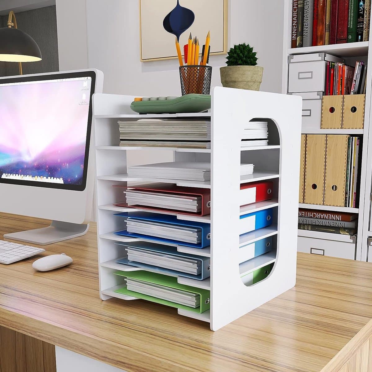 Office Home 7 Ablagefächer Dokumentenablage A4 Briefablage PVC Schreibtisch Datei Organizer Papierablage Aktenaufbewahrung Ablagesystem Dokumentenhalter für Büro Arbeitszimmer Schule Office