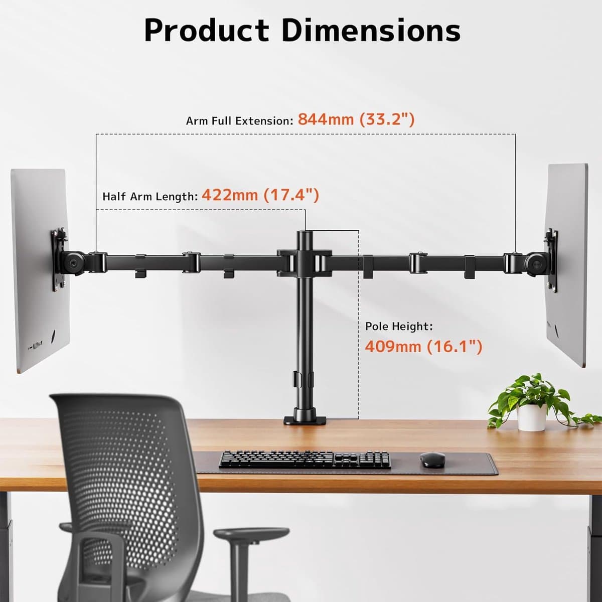 Monitorhouder voor 17-35 inch schermen – Dubbele Kantel-, Zwenk- en Draaibare Beugel