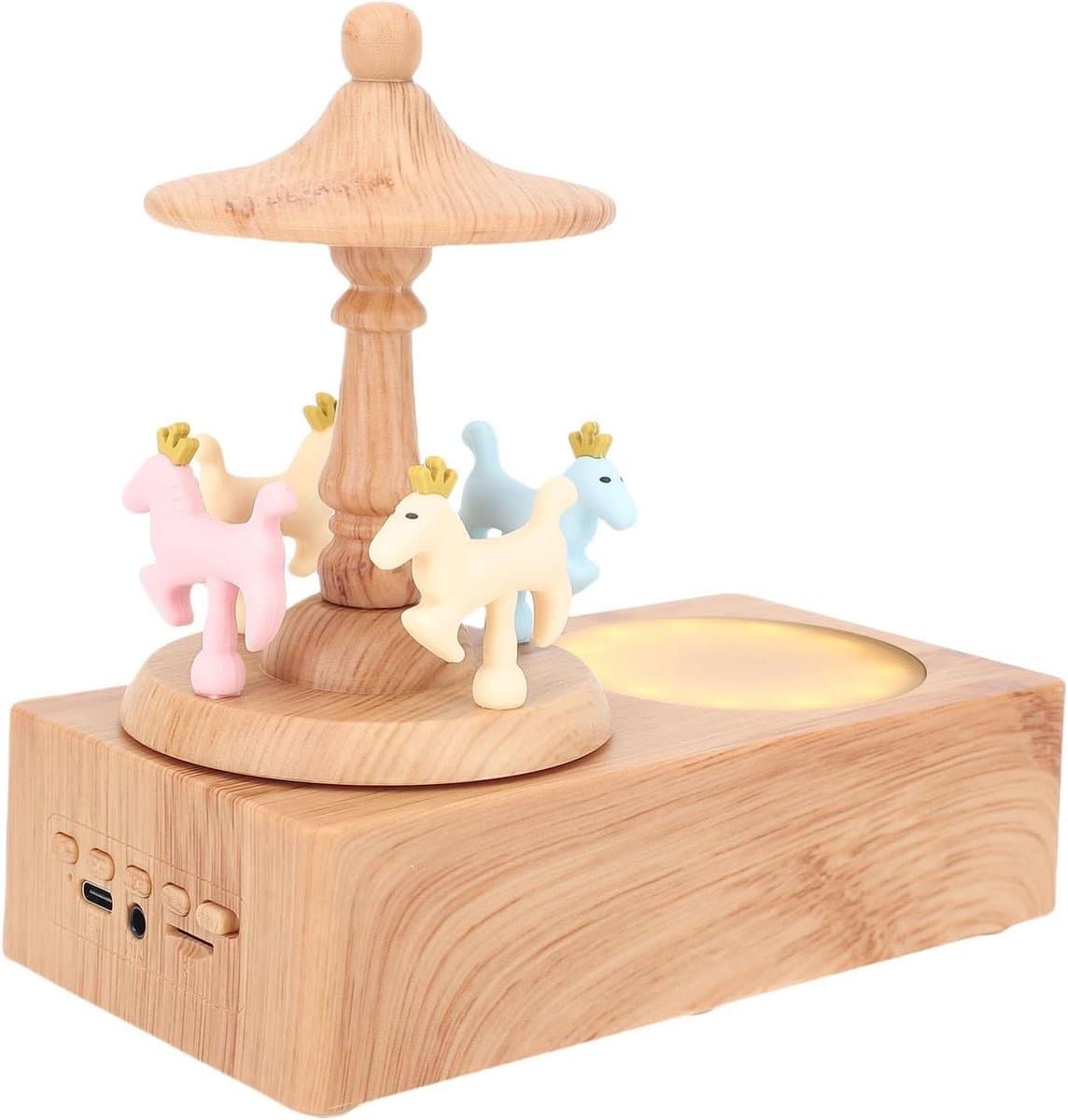 Draagbare Bluetooth Luidspreker - Omgevingslicht Speaker - Gezellige Sfeer Creëren - Decoratieve Carousel Figuren - 158x150x83mm - Wit