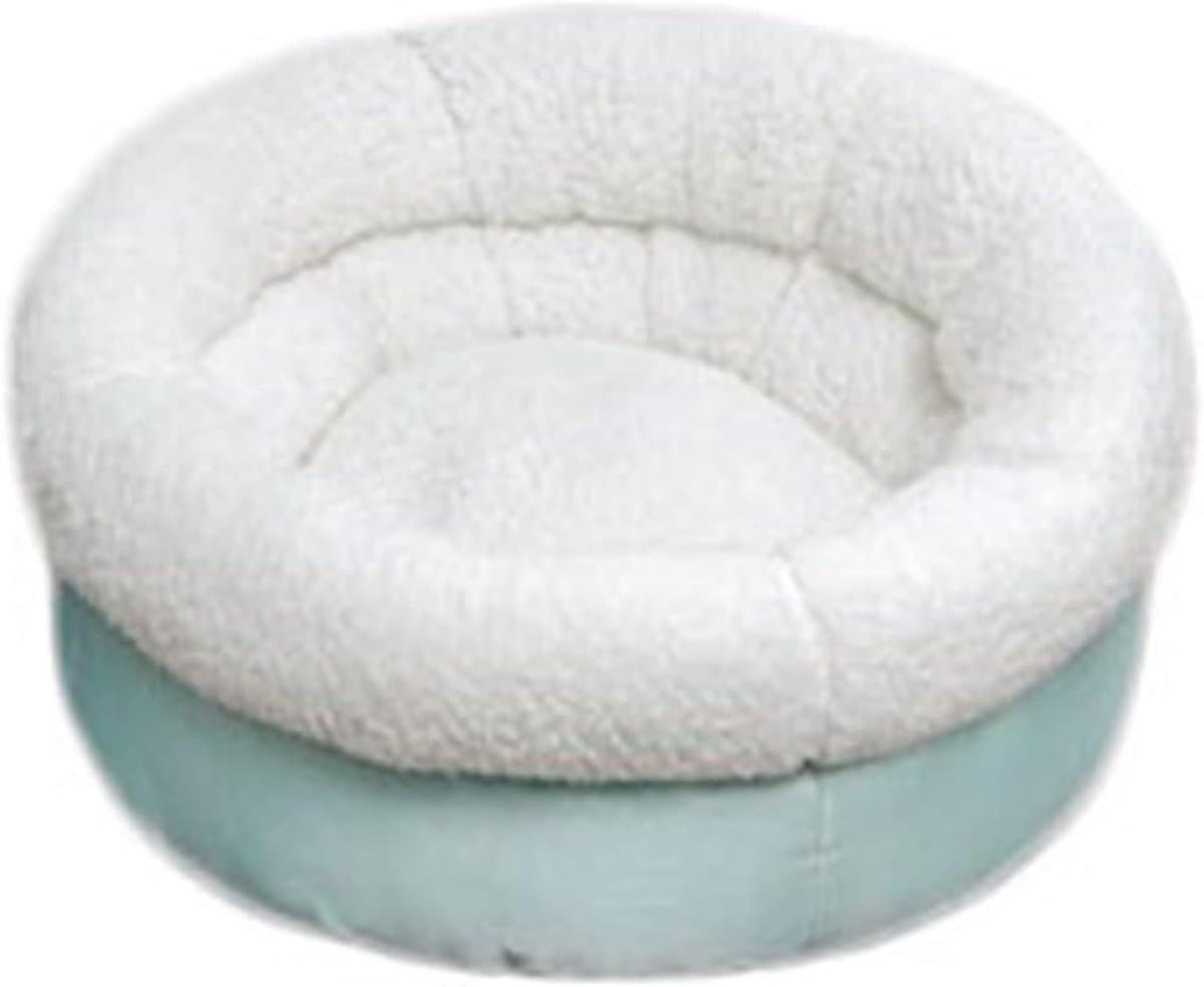 Huisdier Knuffelbed - Hondenmand Kattenmand - Comfort en Ontspanning - Donut Vorm - 40 cm Diameter - Groen