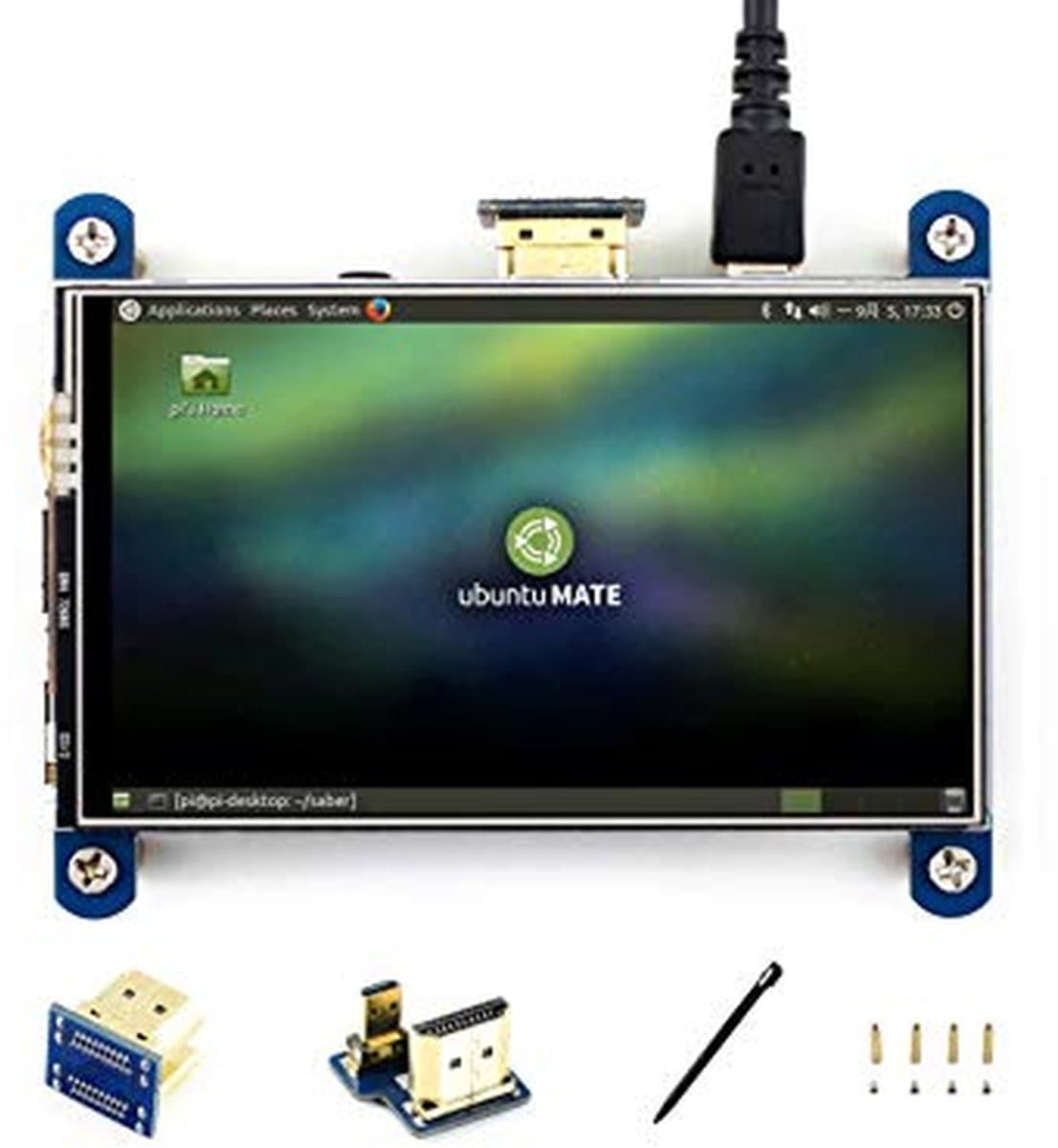 HDMI LCD Touchscreen - IPS Display - Mini Computer - Brede Kijkhoek - 4 Inch - Zwart