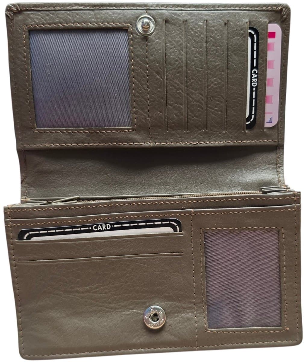 Dames Overslagportemonnee - Harmonica Model Simpel - Taupe