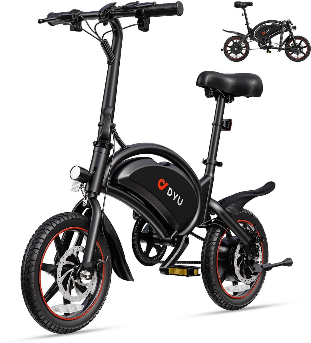 DYU D3F Elektrische Vouwfiets - 35–40 km Actieradius - 36V 10Ah Accu - 250W Motor - Voor- en Achter Schijfremmen - 25 km/u - Zwart