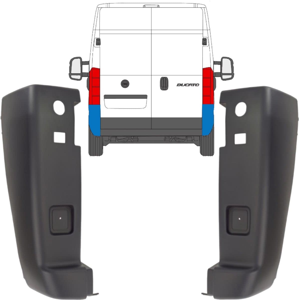 Achterbumper hoek voor Peugeot Boxer 2006-2018 / Set
