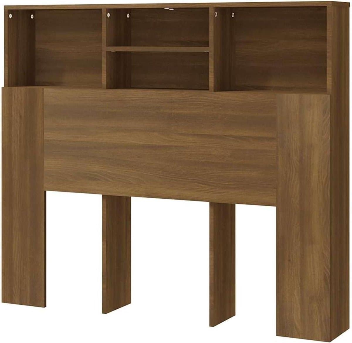 Hoofdbordkast - Bedombouw kast - Slaapkamer opbergruimte - Wandmontage ontwerp - 120 x 19 x 1035 cm - Bruin eiken