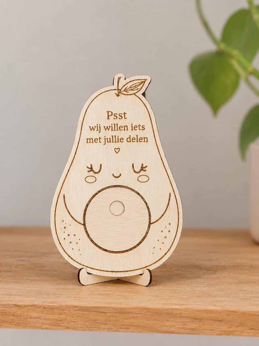 Zwangerschapsaankondiging - jullie worden opa en oma - Houten avocado - zwanger - Handgemaakt in Nederland - Verrassing - puzzle