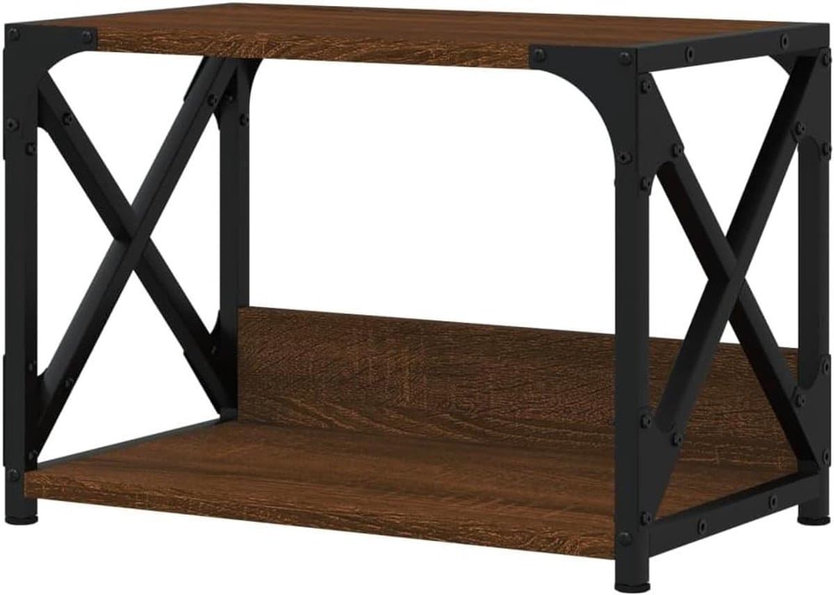 Printerstandaard 2 Lagen - Bureau Organizer Opbergrek - Thuiskantoor Organiseren - Bewerkt Hout Met Metalen Frame - 44x26x315 cm