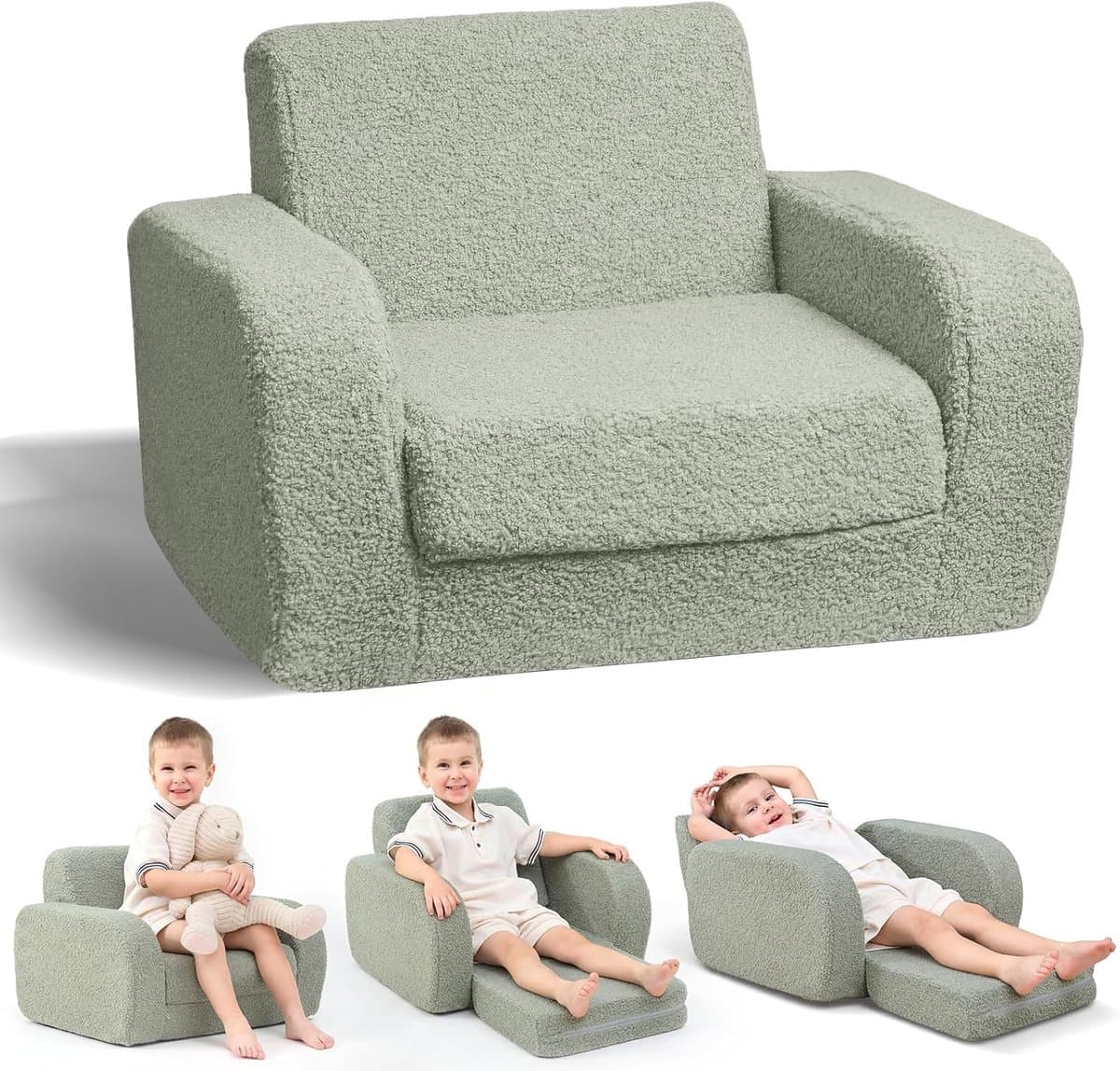 Kinderbank met Slaapfunctie - Peuterstoel Opvouwbaar - Zitten en Slapen - 3-in-1 Multifunctioneel - 91 x 25 x 52 cm