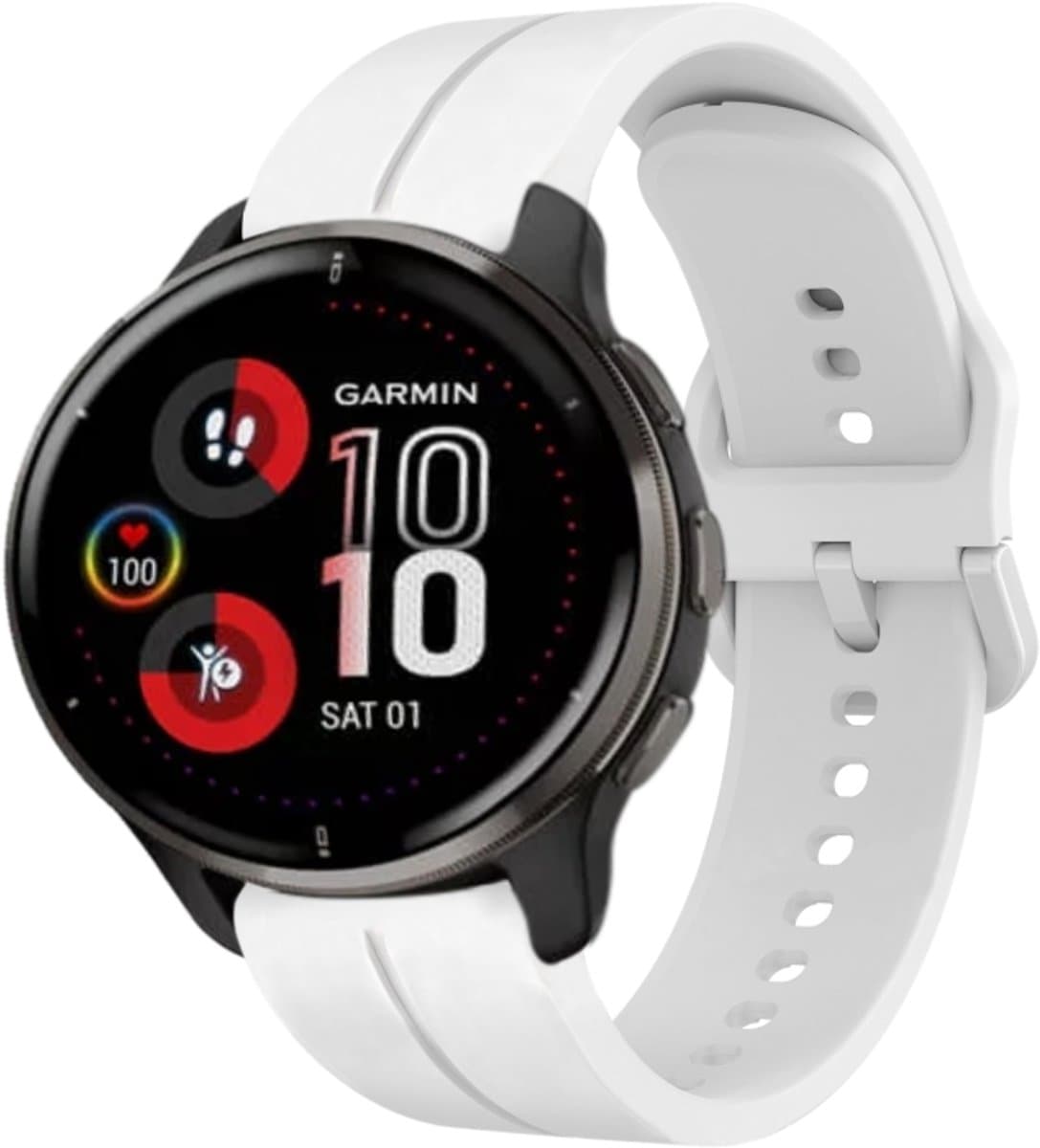 For Garmin Venu 2 Plus 20mm Loop Silicone Watch Band(White)