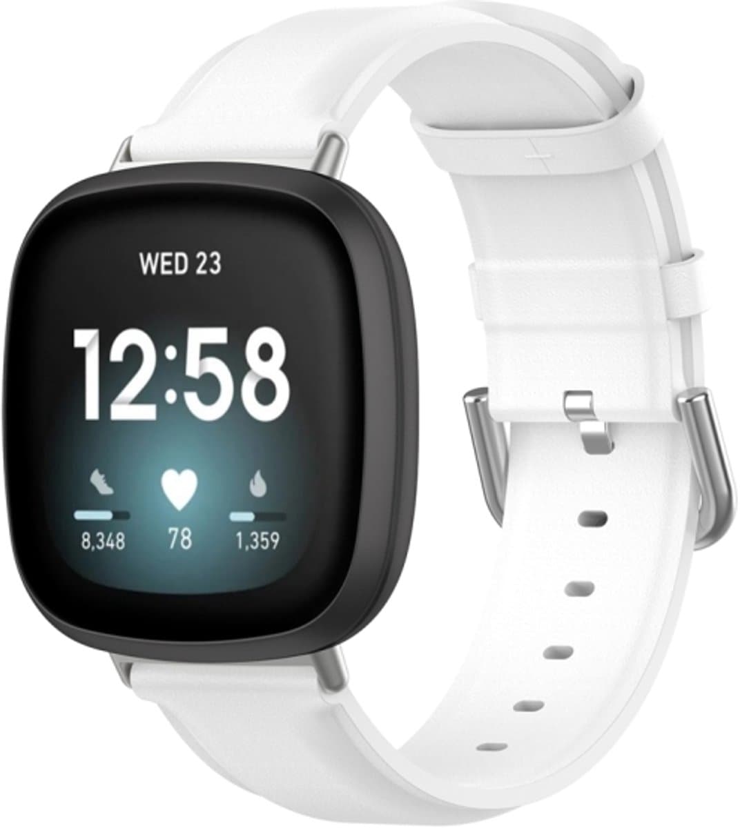 Voor Fitbit Versa 3 / Sense lederen horlogeband (wit)