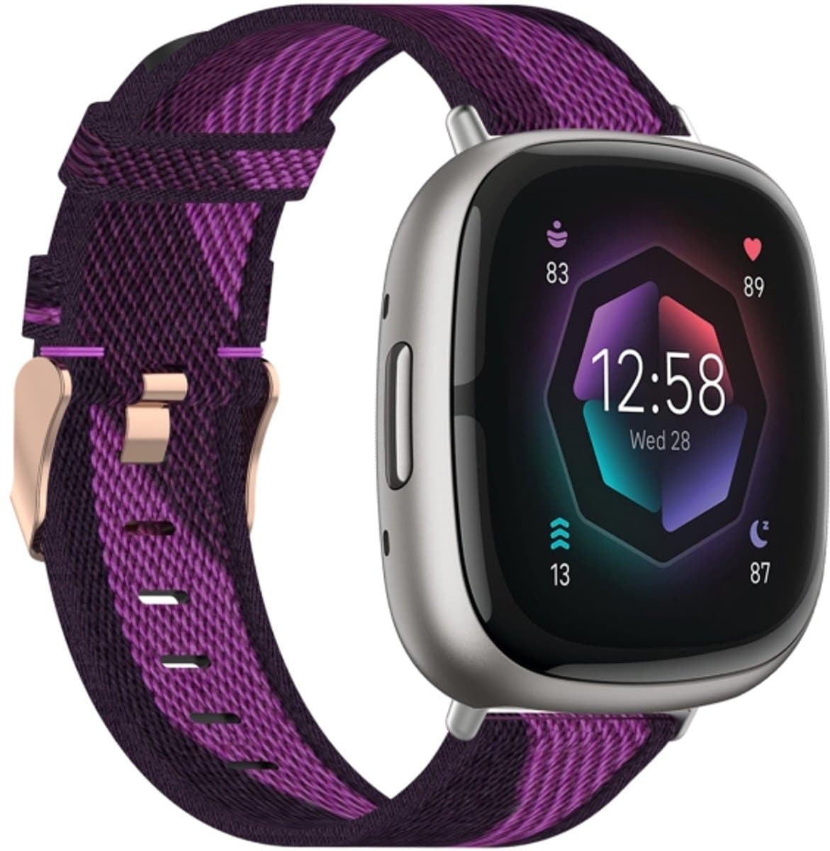 Voor Fitbit Sense nylon geweven canvas horlogeband (paars)