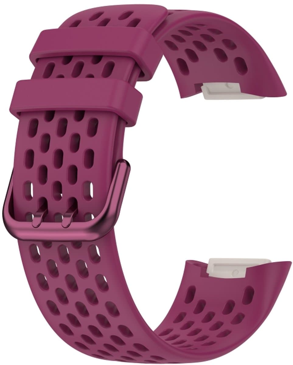 Voor Fitbit Charge 5 Monochromatische Silicagel Ademende Band (Wijnrood)