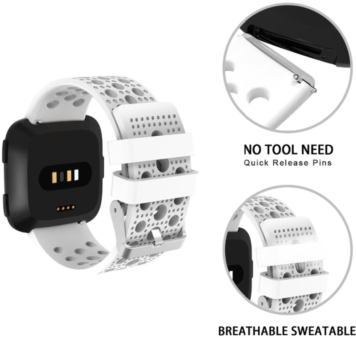 Voor FITBIT Versa ademende horlogeband (wit)