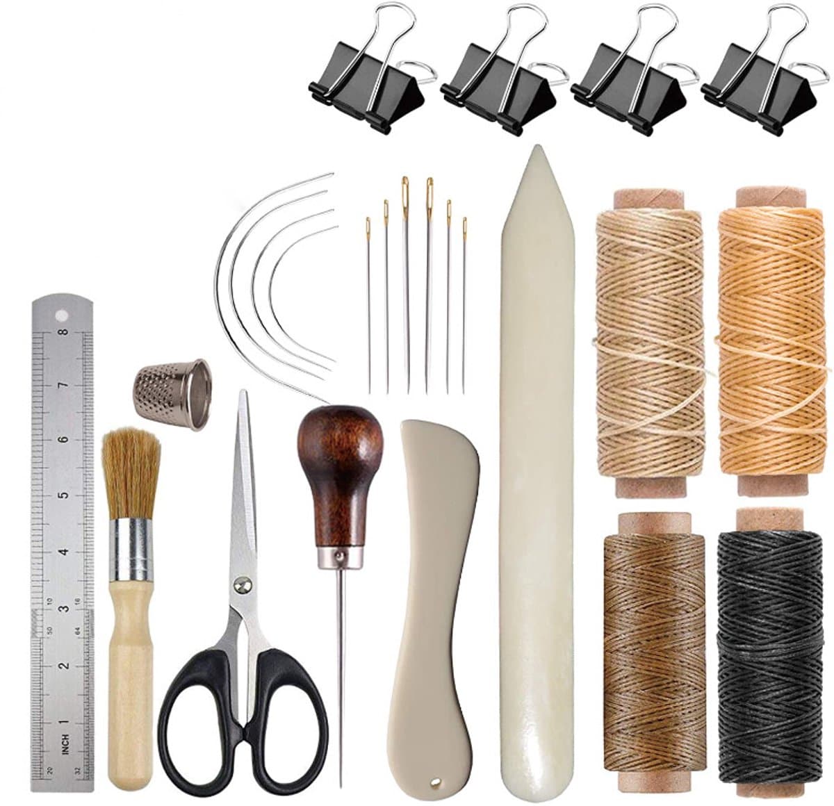 Boekbindgereedschap Starter Kit met Binding Tape - Vouwen - Waxed Wire - Awl voor DIY Beginners - Lederen gereedschapssets2