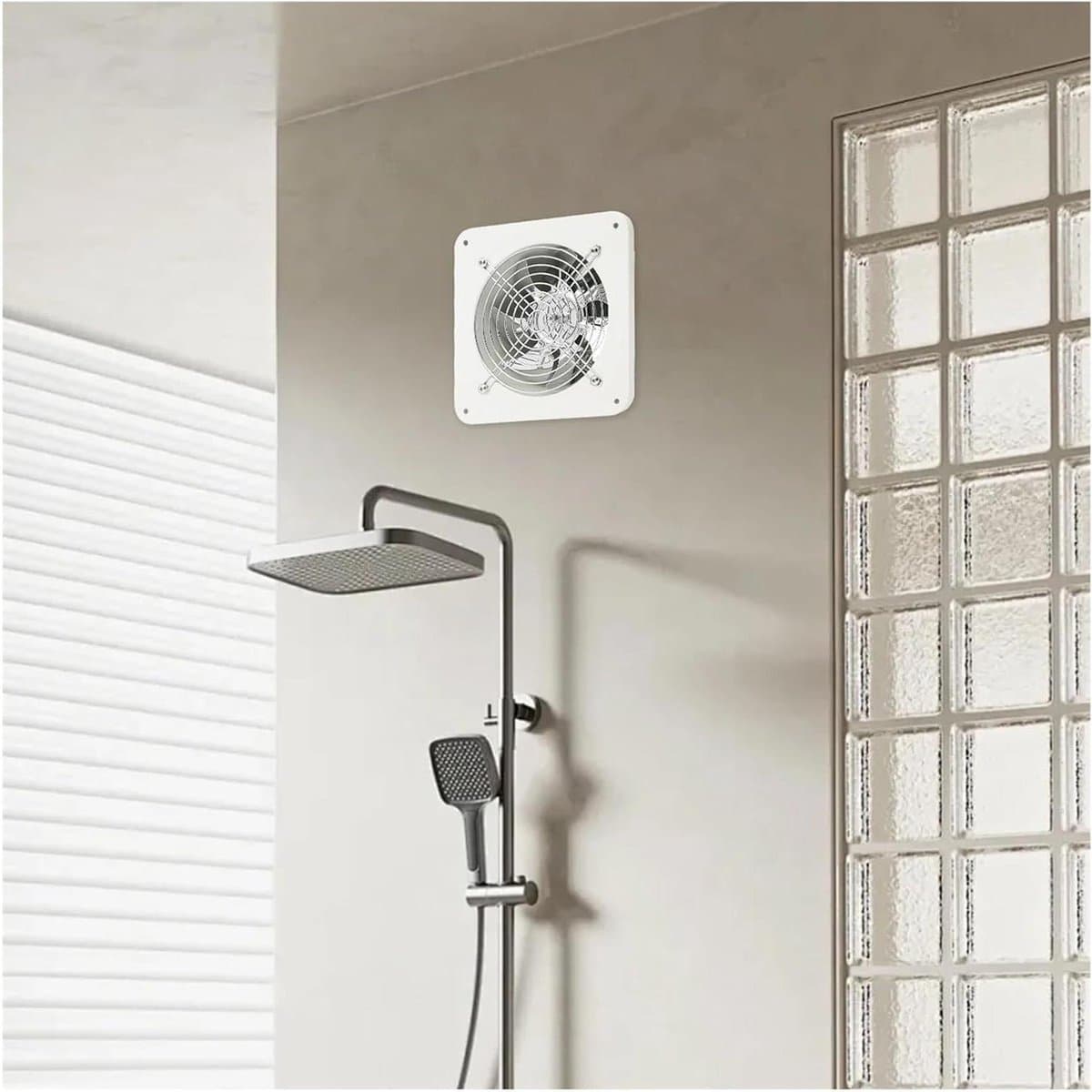 Afzuigventilator, 6 inch ijzeren afzuigventilator, witte wandventilator - hoge snelheid 2600 tpm, koperen motor, for keuken, badkamer en garage voor badkamer/garage/huis