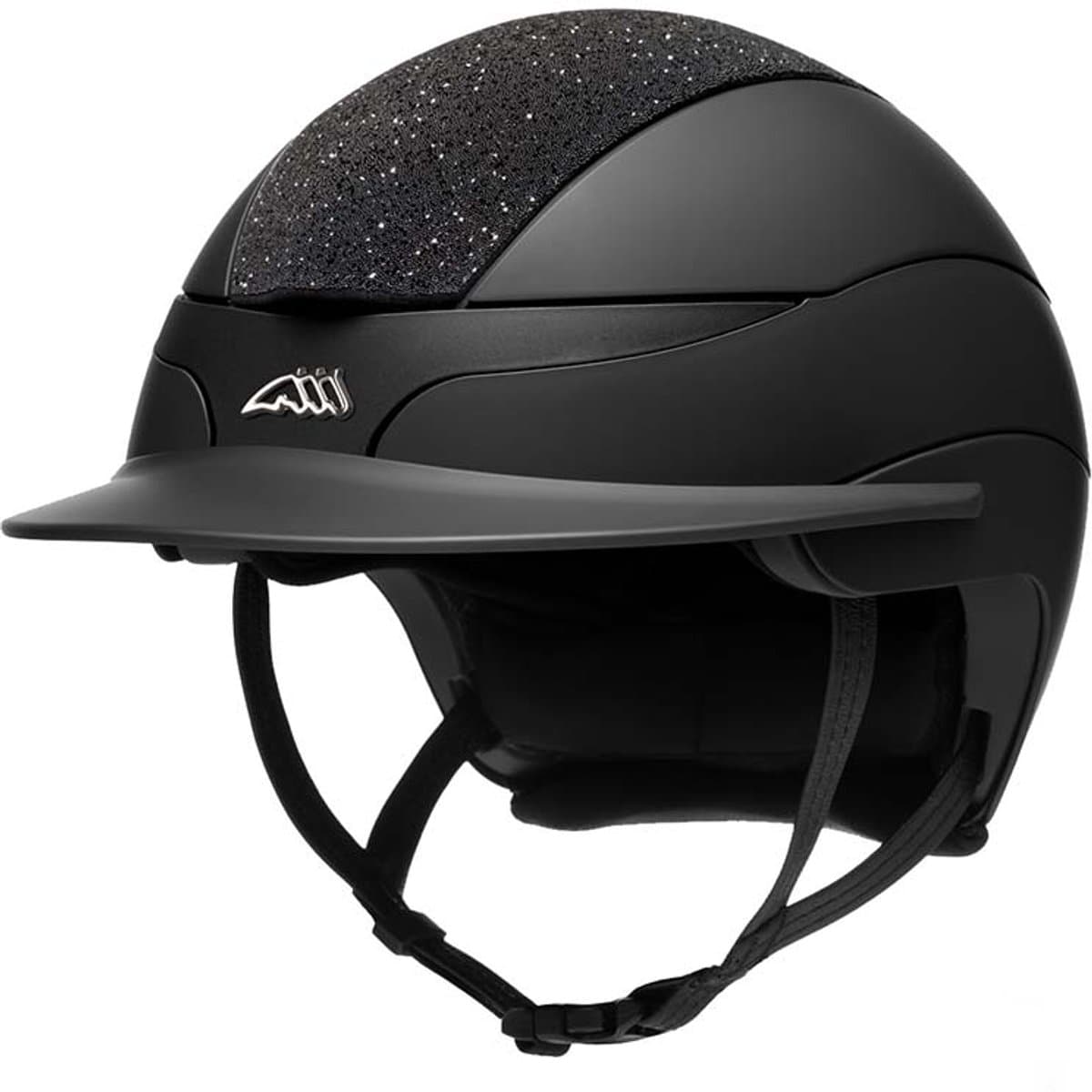 Equiline Xanto Swarovski Top Logo Polo Ruiterhelm Glanzend Zwart - M