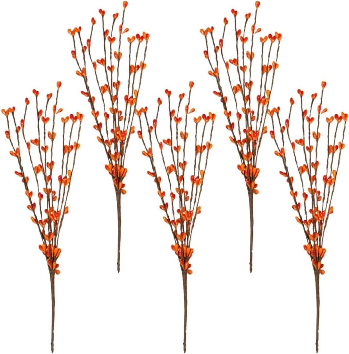 Kunstmatige Bessentakken - Nep Bessen Oranje - Kerstdecoratie - Realistisch Uiterlijk - 30 cm - Oranje