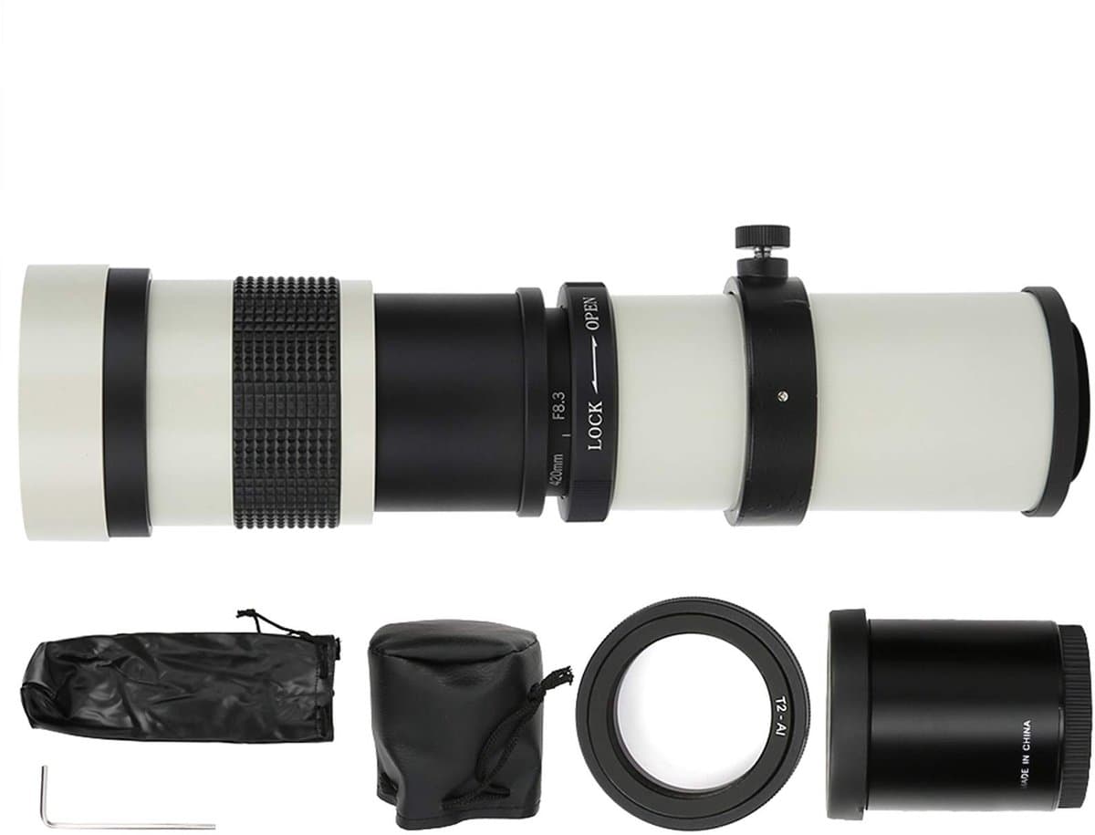Dailygoody - Krachtige 420-800 mm F8.3-16 handmatige scherpstelzoomlens - Teleconverter - Wit - Camera lens - Voor fotografen - Alledaagse gebruik