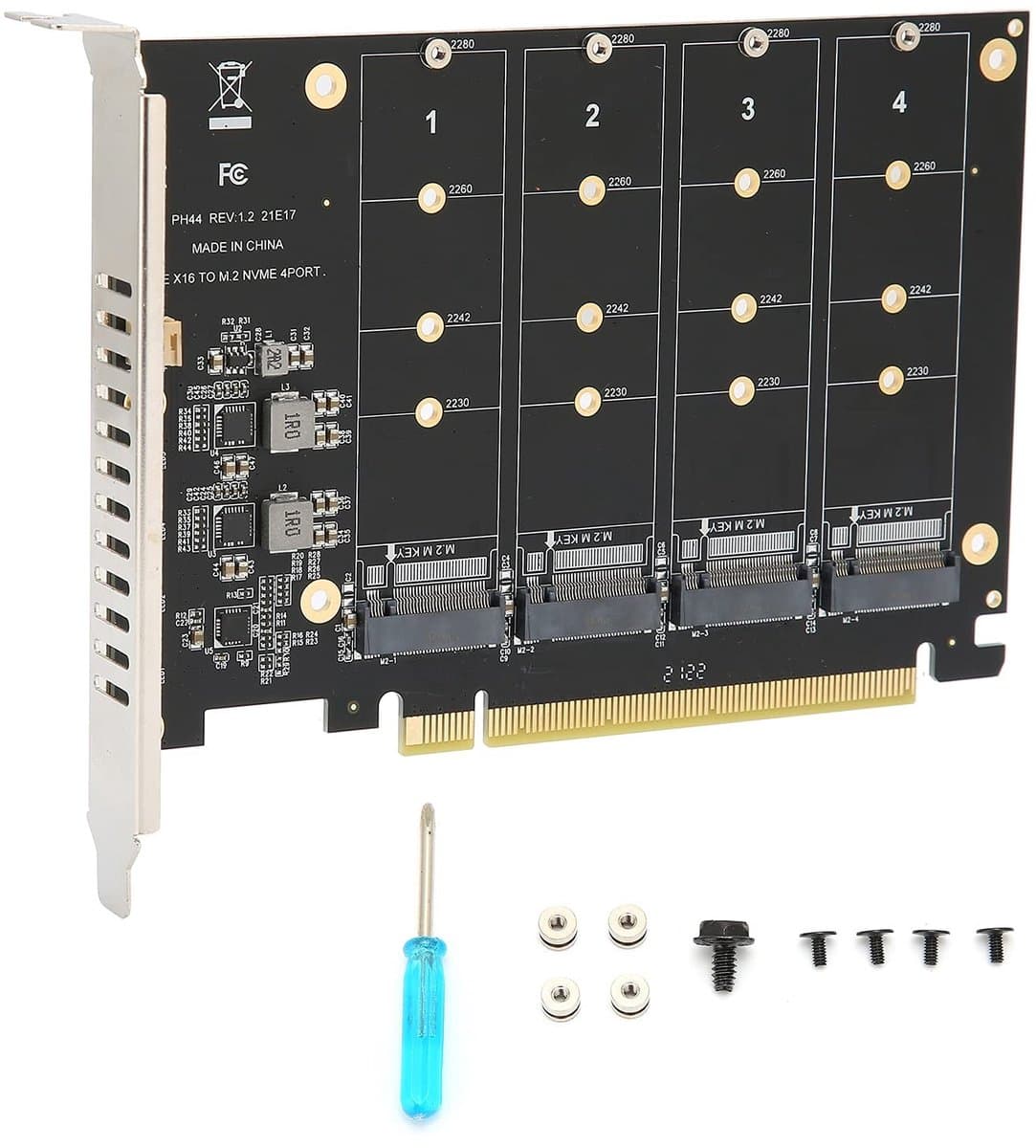 ONF3 - M.2 NVMe naar PCIe X16 Adapter - 4-Port SSD Converter - PC met RAID Ondersteuning - Hoogwaardige prestaties - Snelheid - Betrouwbaarheid ...