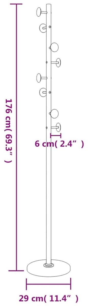 vidaXL Kapstok - Poedercoated ijzer, Zwart, 176 cm