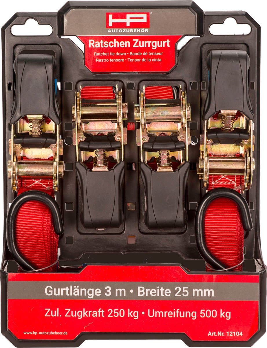 HP Autozubehör 12104 Spanband (tweedelig) Trekkracht (lc) vastbinden (enkel/direct): 250 daN (l x b x h) 300 cm x 9 mm
