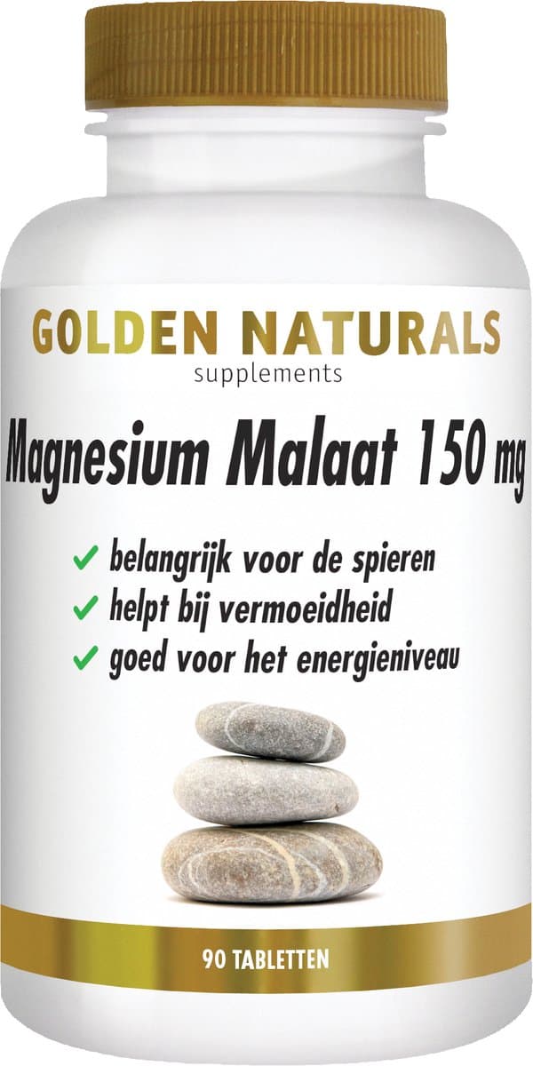 Golden Naturals Magnesium Malaat (90 veganistische tabletten)