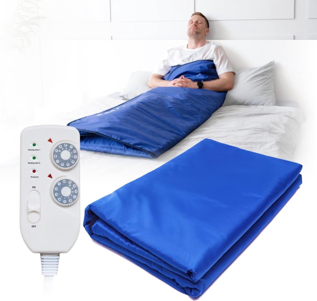 SCH® Saunadeken - Infrarood Deken - Saunadeken met Infrarood - Blauw - ‎ 220cm x 180cm x 2cm