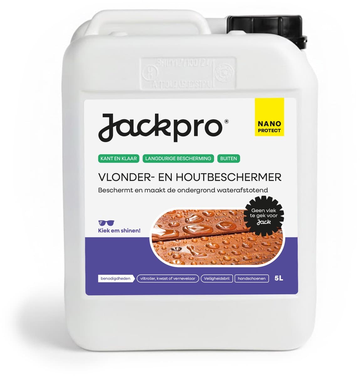 Jackpro Vlonder- en houtbeschermer NANO PROTECT 5L - Anti-regen / Hout Impregneer - Voorkomt vervuiling