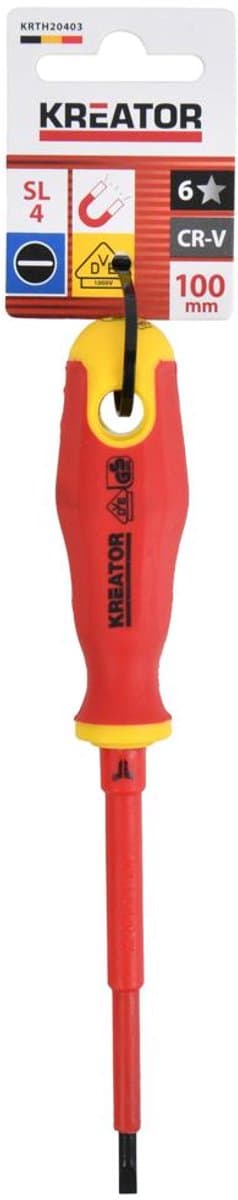 Kreator - Hand tools - KRTH20403 - Geïsoleerde sleufschroevendraaier - 100mm, SL4 vde