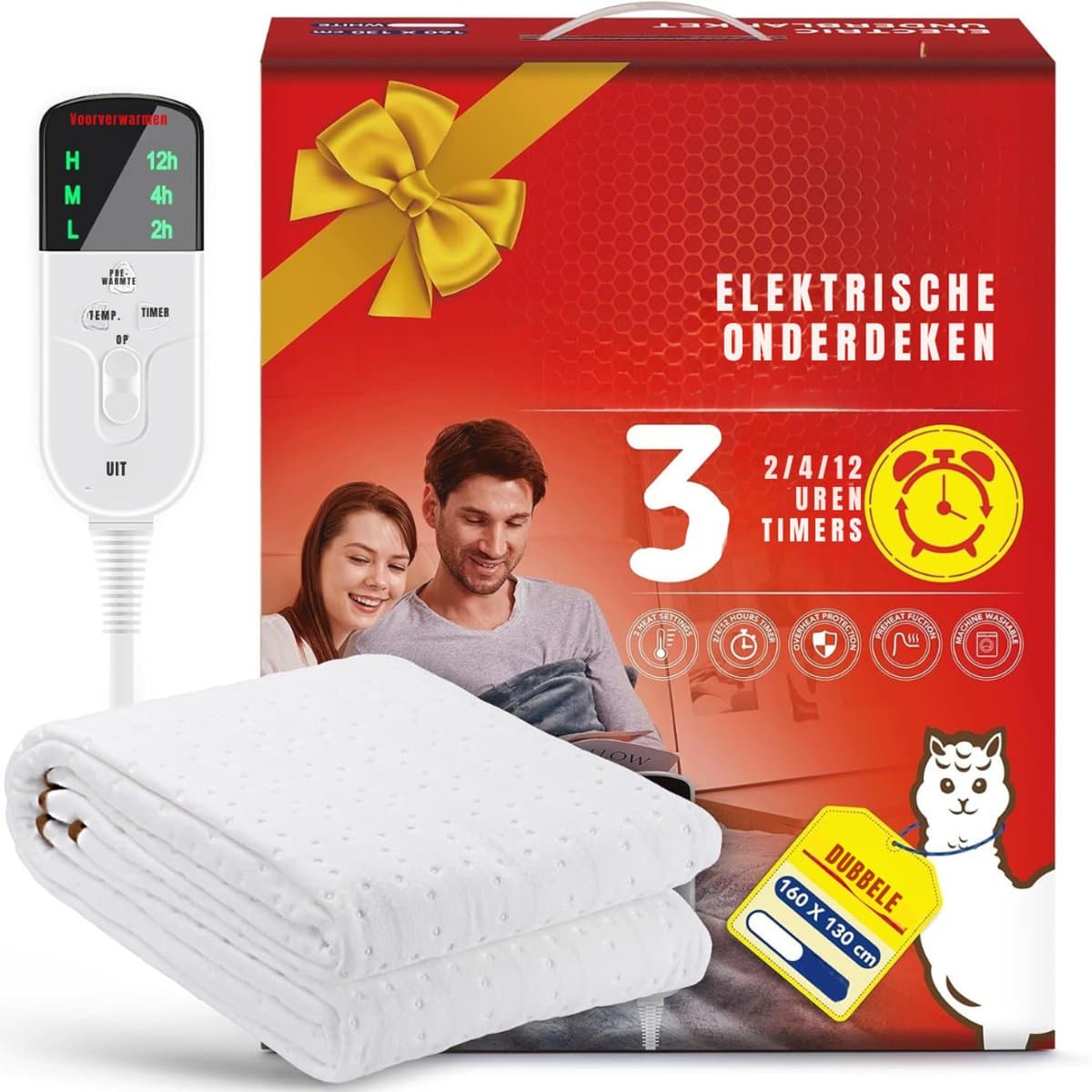 Core® Elektrische onderdeken - Onderdeken - Elektrische onderdeken 1 persoons - Wit- 160cm x 130cm x 2cm