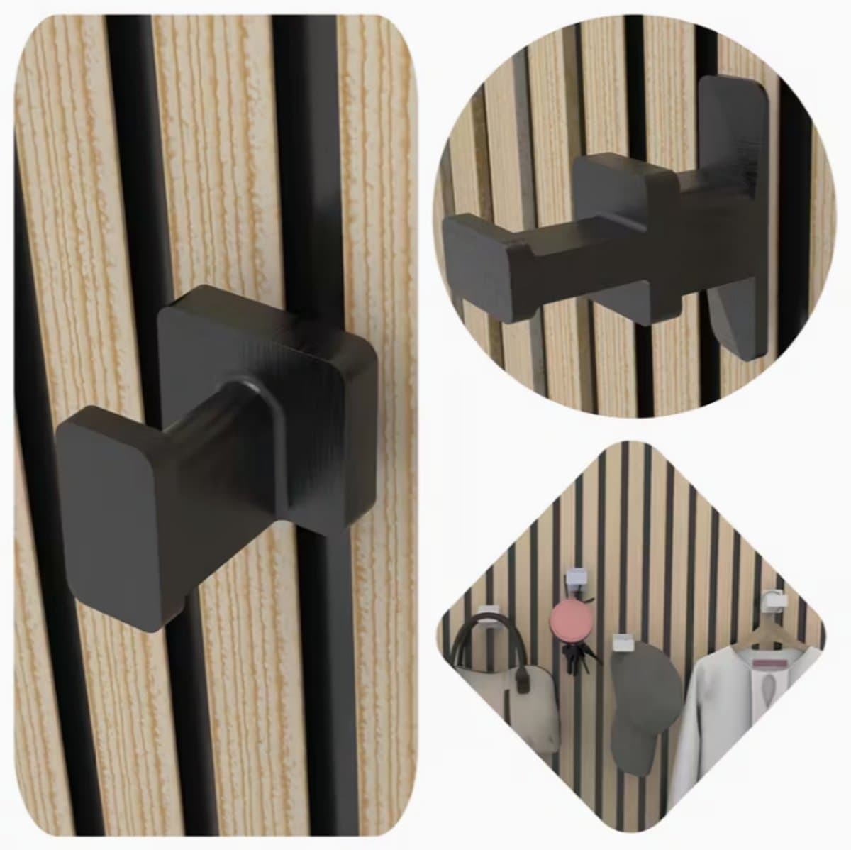 Telestore - 2 stuks - wandpaneel haak schroef kapstok - Niet Boren! - Ophangclips voor akoestisch wandpaneel - Akupanel - Akoestische panelen - Inwendig schroefdraad - 13 tot 15 mm ruimte tussen de latten