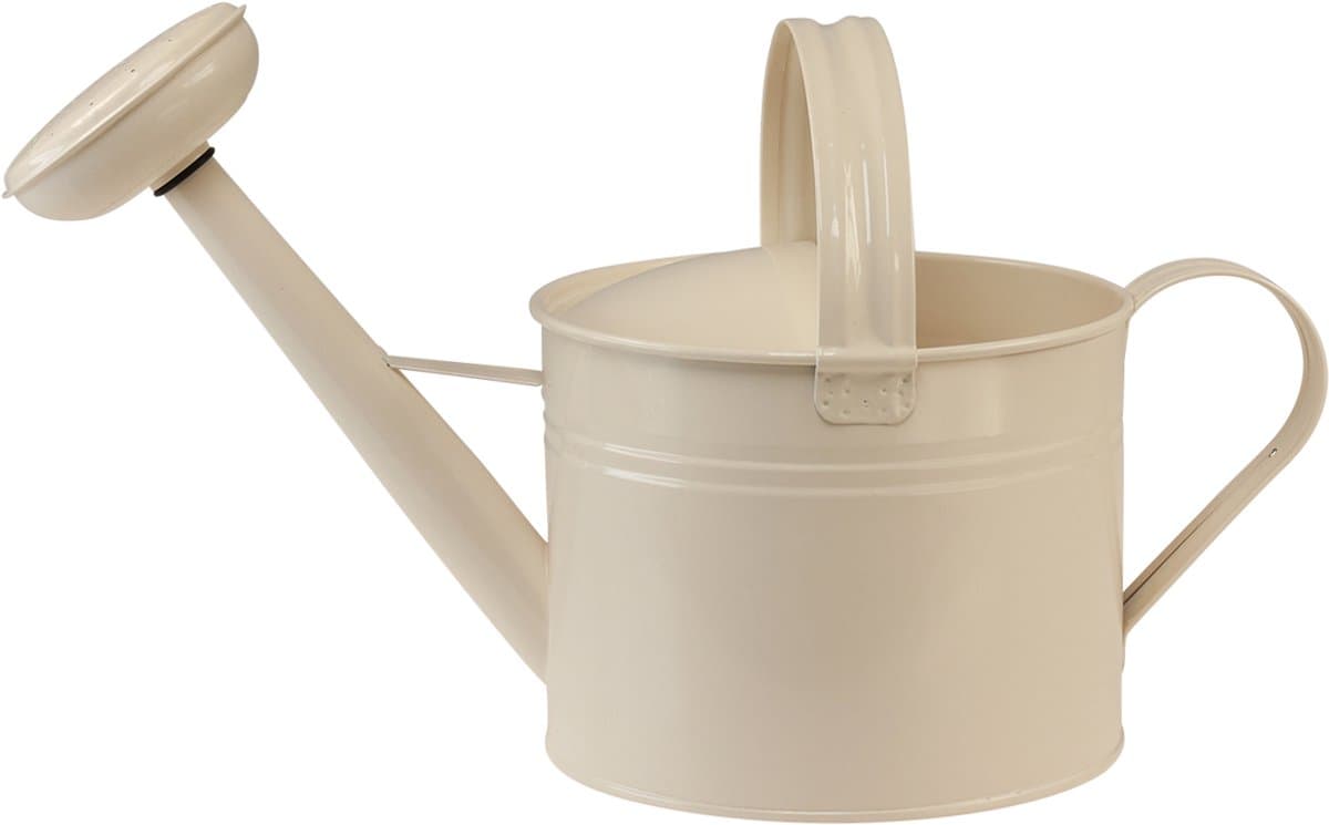 Vintage metalen gieter, crèmewit, decoratief en functioneel, plantenba