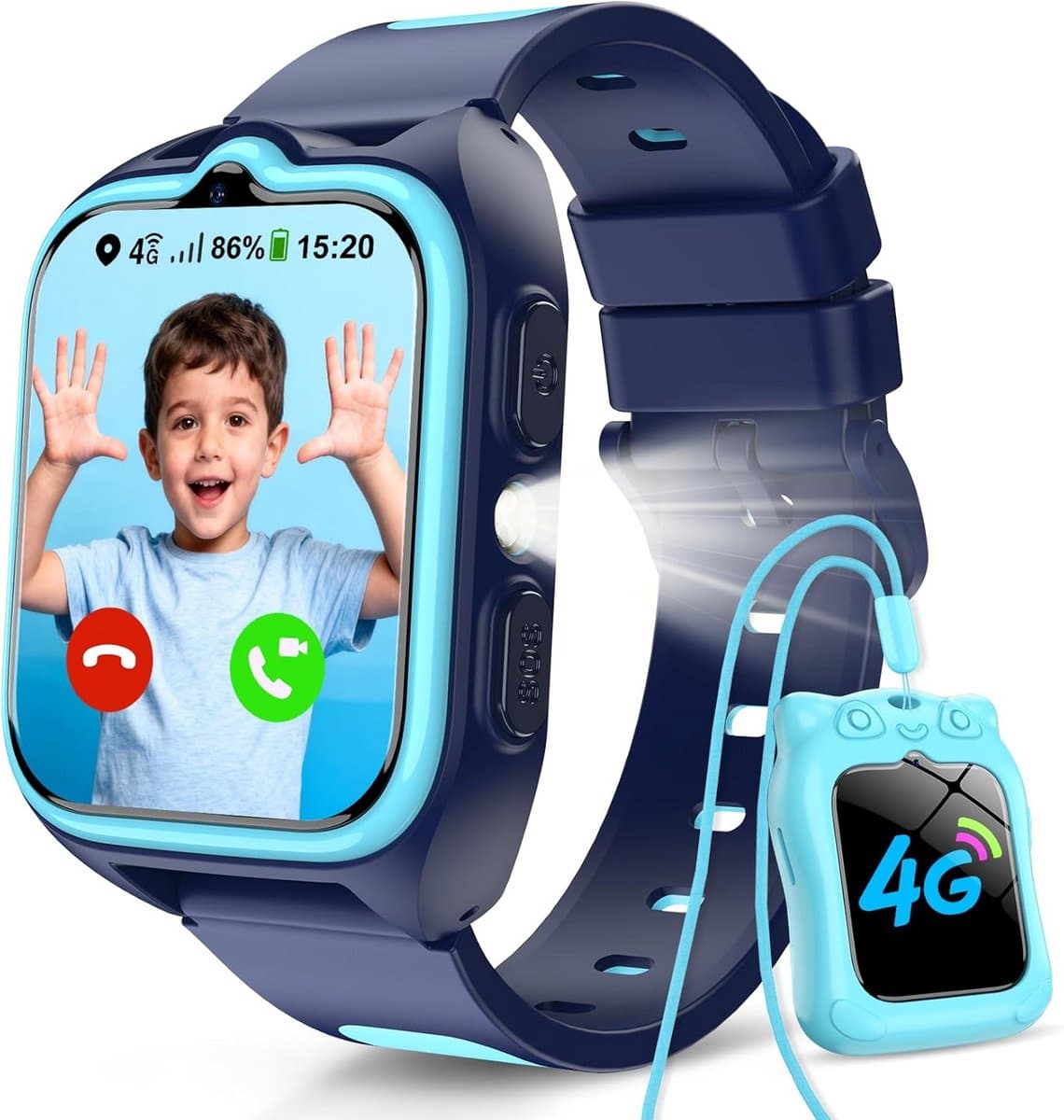 Robuuste Smartwatch met Bellen en Krachtige LED Zaklamp - Waterdicht Horloge voor Heren en Dames