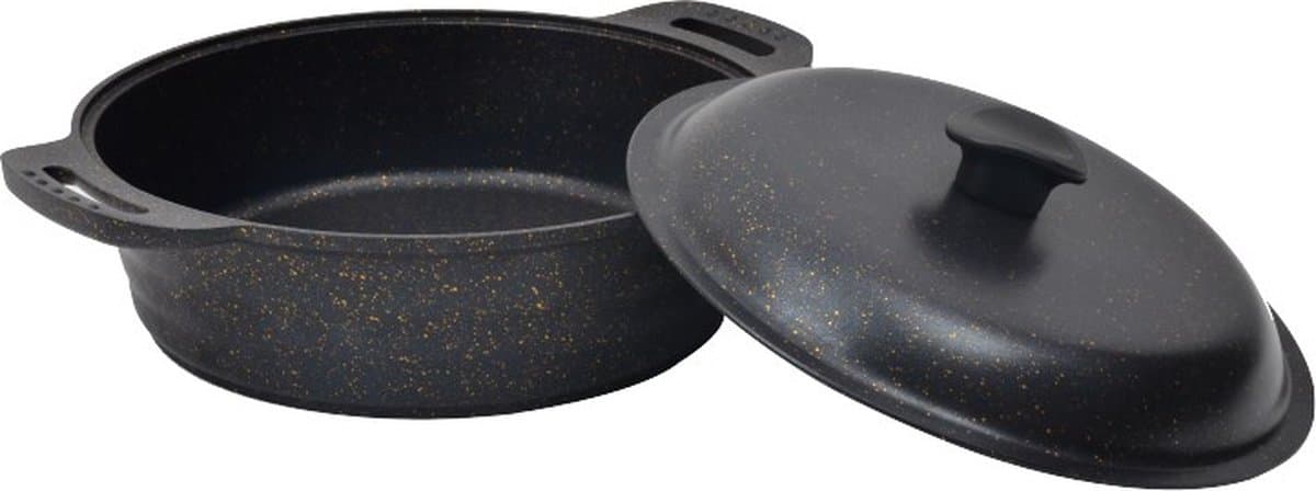 Granieten pan met deksel (28 cm)