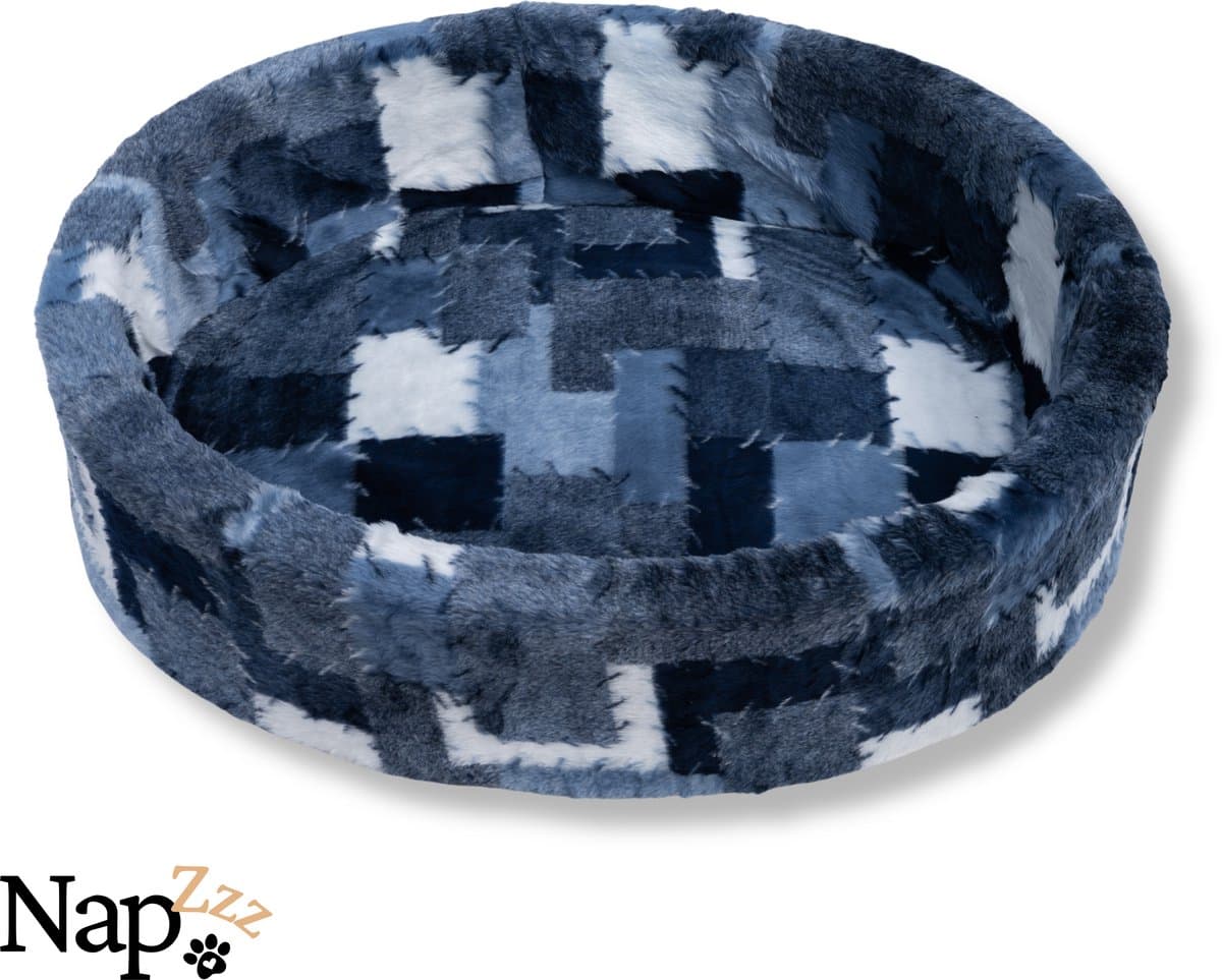 NapZZZ Hondenmand - Mix Blok Blauw - 74 x 65 x 19 cm