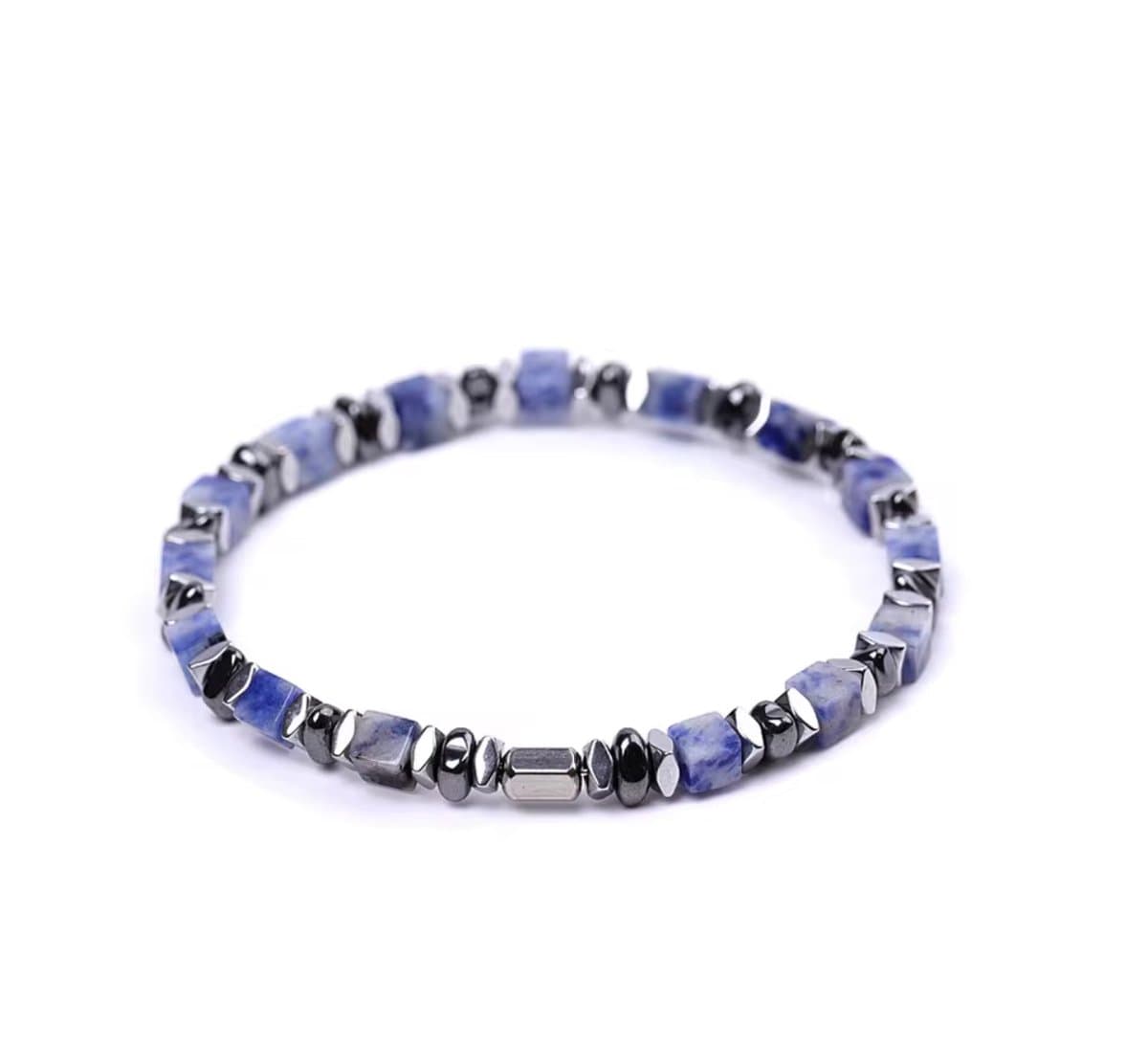 JP Family Jewelry - Natuurstenen Armband - Blauwe Jaspis - Lengte 18 cm.