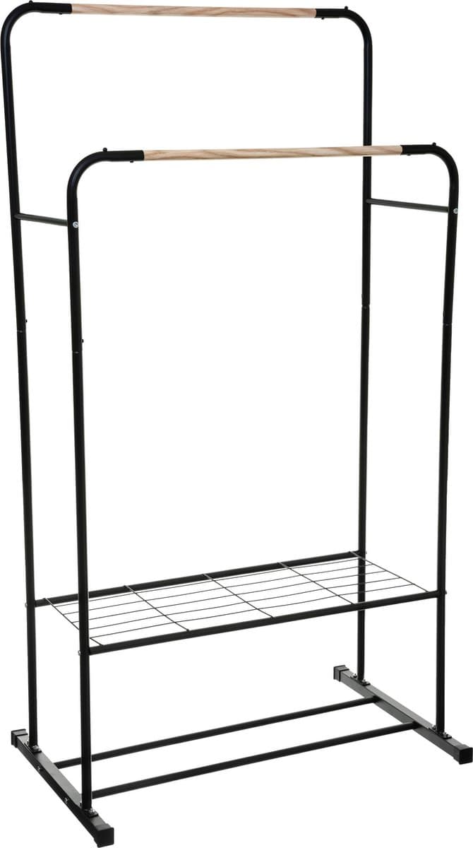 5five Blackwood Dubbele Metalen Kledingrek - Zwart, 82 x 50 x 153 cm