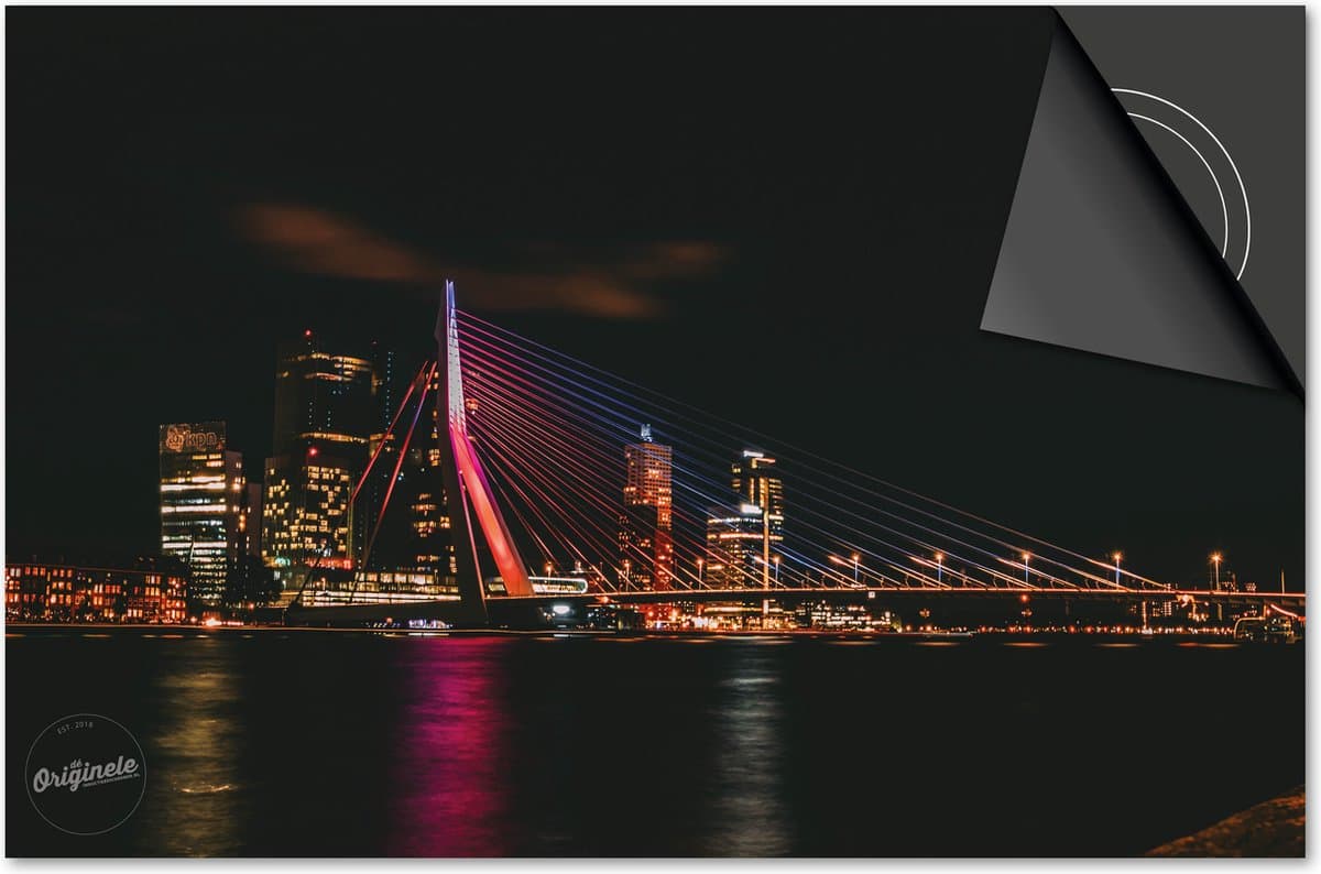 Inductie beschermer 83x51,5 - afdekplaat inductie mat - Dietrix Kookplaat beschermer - Exclusief - Steden - Rotterdam Erasmusbrug Kleur