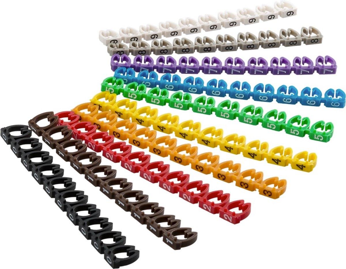 Goobay markeerclips (0-9) voor kabels - 2,8 - 4,6 mm - 100 stuks / diverse kleuren