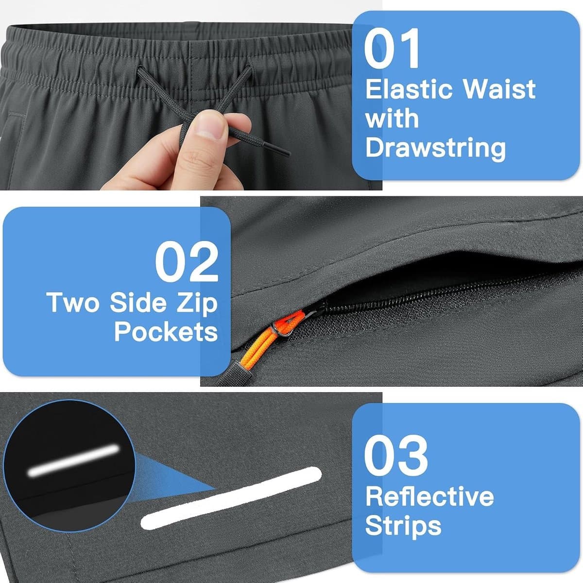 Korte Jongens Shorts voor Kinderen met Sneldrogend Materiaal, Trekkoord en Ritszakken - Ademend en Licht voor Zomeractiviteiten en Buitenavonturen van 5-13 Jaar